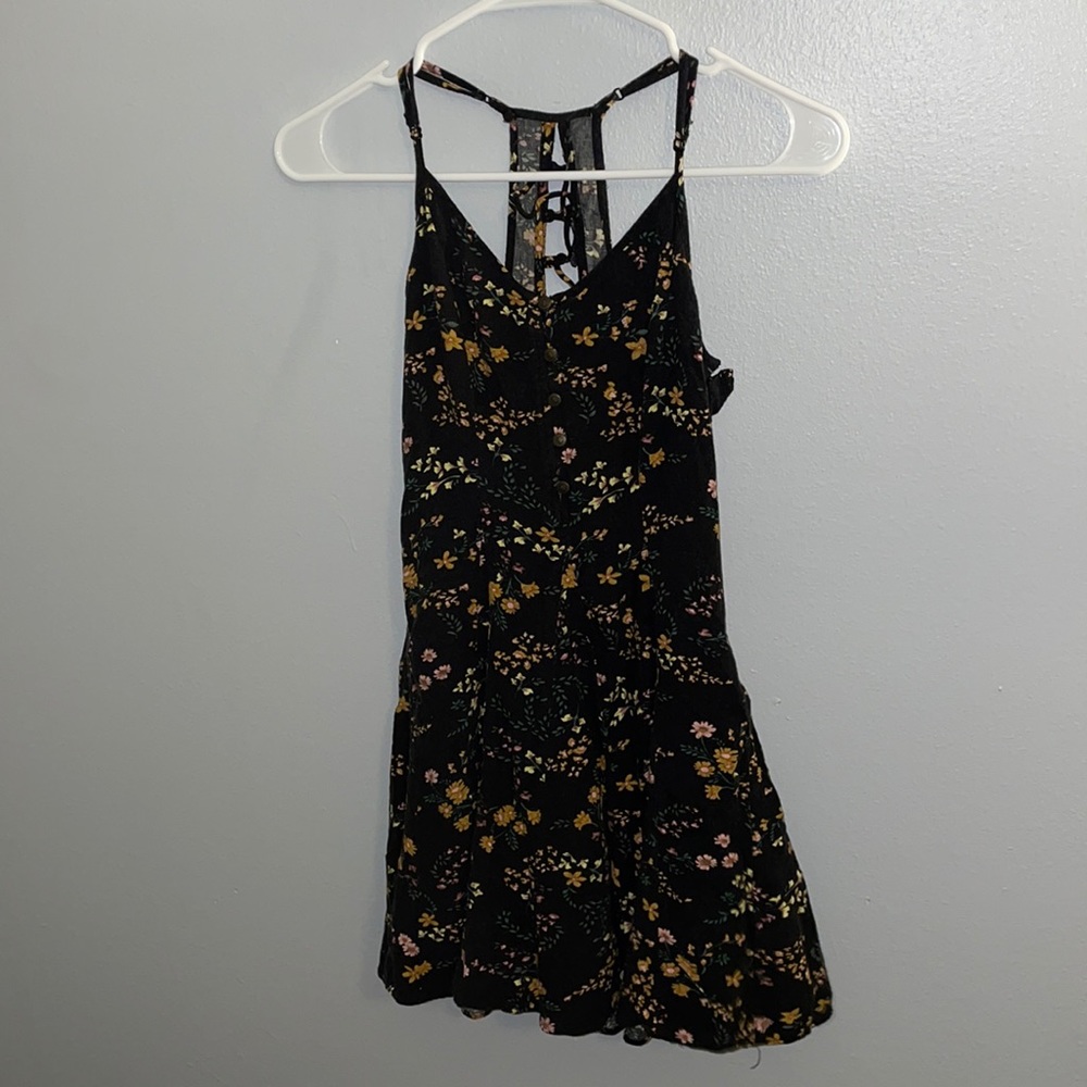 mini black flower dress